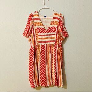 Old Navy Pink and Orange Patterned Dress